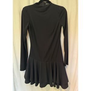 Zara Black Long Sleeve Tiered Skort Dress Size S – Built-in Shorts, EUC